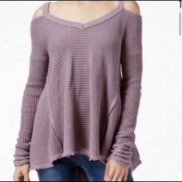 Free People Lavender Purple Moonshine Cold Shoulder Sweater - Picture 7 of 8